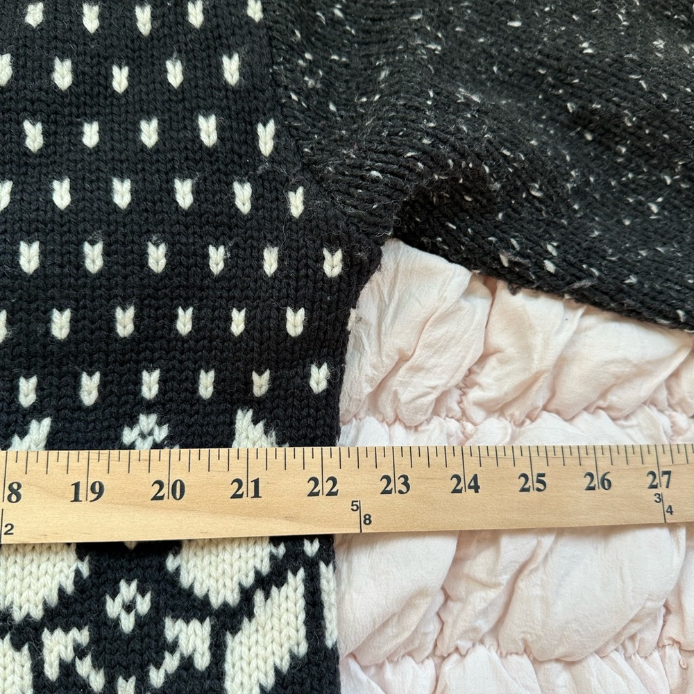 Vintage Wool Blend Christmas Cardigan Black Red L Sweater Classiques Entier - Picture 4 of 8